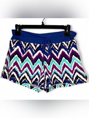 Athleta Swim Short Drawstring Chevron Blue and Purple Funky Boho Beach Vacation